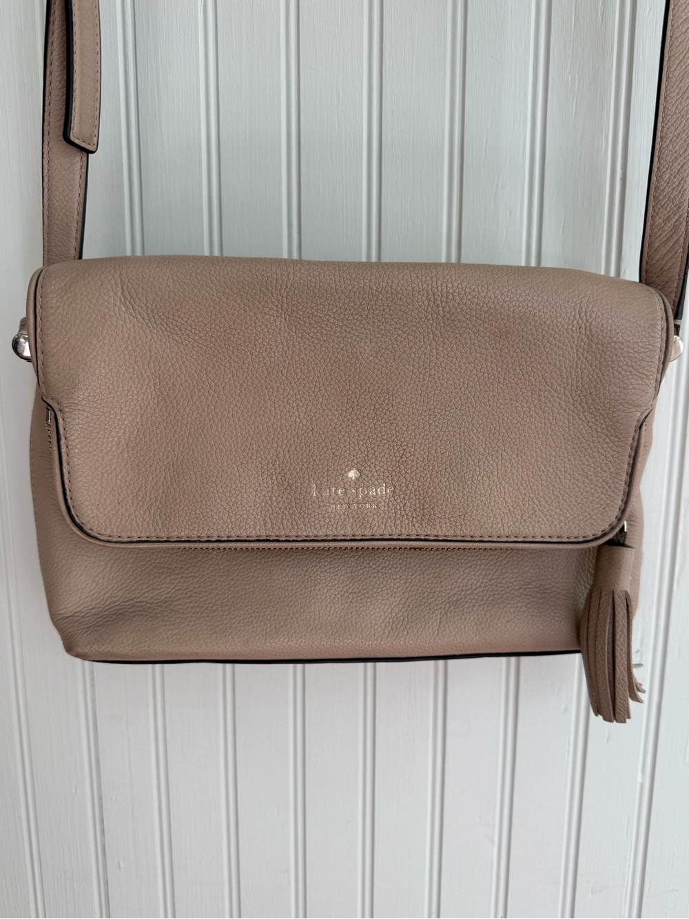 Kate Spade Chester Street Miri Pebbled Leather Crossbody Bag in Beige